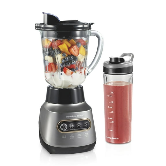 Hamilton Beach Wave Crusher Smoothie Blender for Kitchen, 40 oz Jar for Smoothies and Shakes with 20 oz Travel Jar, Gray