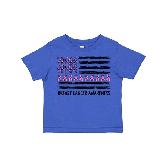 Inktastic Breast Cancer Awareness Pink Ribbons and Flag Boys or Girls Toddler T-Shirt