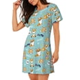 thumbnail image 2 of Fotbe Cute Dogs Corgi Bata de Dormir para Mujer con Estampado, Camisón de Algodón de Manga Corta, Ropa de Dormir Casual, 2 of 6