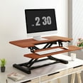 thumbnail image 2 of FLEXISPOT Home Office Standing Desk Converter 35" Height Adjustable with Keyboard Tray Mahogany, 2 of 9