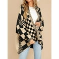 thumbnail image 6 of Long Sleeve Color Block Plaid Cardigan Oversized Knit Front Cardigan Jacket Women's Plaid Sweater, 6 of 6