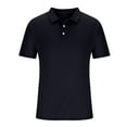 thumbnail image 5 of VSSSJ Men's Polo Shirts Big and Tall Solid Color Short Sleeve Button V-Neck Lapel Collar Pullover Shirt Casual Breathable Silky Tee Top Navy XL, 5 of 6