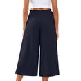 thumbnail image 4 of Stralyhd Womens Wide Leg Capris Pants Breathable Button Fly Casual 3/4 Pants Fashion Vacation Trousers 2026 Summer Linen Pants with Side Pockets Navy S, 4 of 8