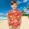 thumbnail image 2 of Stamzod Girls Summer Outfits Fashion Tropical Printing Girls Hawaiian Shirt with Pocket Casual Loose Short Sleeve Vacation Beach Button Down Shirt Orange 10 Years, 2 of 7