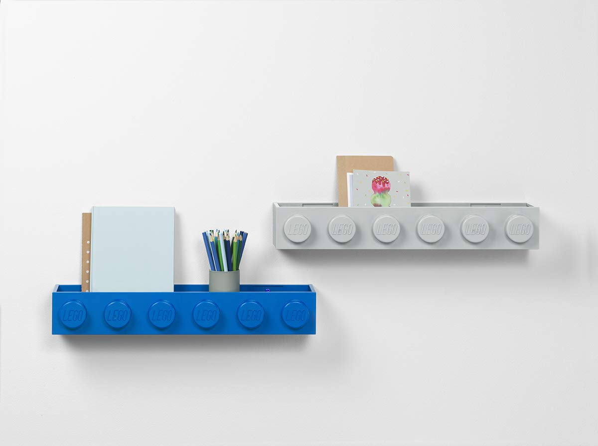Room Copenhagen, Lego Book Rack - Decorative Floating Shelf Storage - Grey
