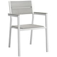 thumbnail image 3 of Modway Maine Aluminum Patio Dining Armchair in White/Light Gray (Set of 2), 3 of 5