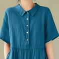 thumbnail image 5 of Liquidation d'Été 2025! Robe Grande Taille pour Femmes, Liquidation d'Été pour Femmes, Robes Décontractées d'Été pour Femmes à Col Rabattu et Manches Courtes Unies, 5 of 5