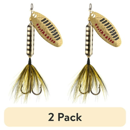 (2 pack) Worden s® Rooster Tail® Original Inline Spinnerbait Fishing Lure Met Gold Black 1/4 oz. Carded Pack