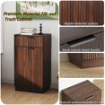 thumbnail image 3 of Tcbosik Farmhouse Fluted Tilt-Out Trash Cabinet with Metal Handle, Hidden 10-Gallon Trash Bin Compartment & Storage Drawer, Modern Home Laundry Hamper, Walnut, 3 of 10