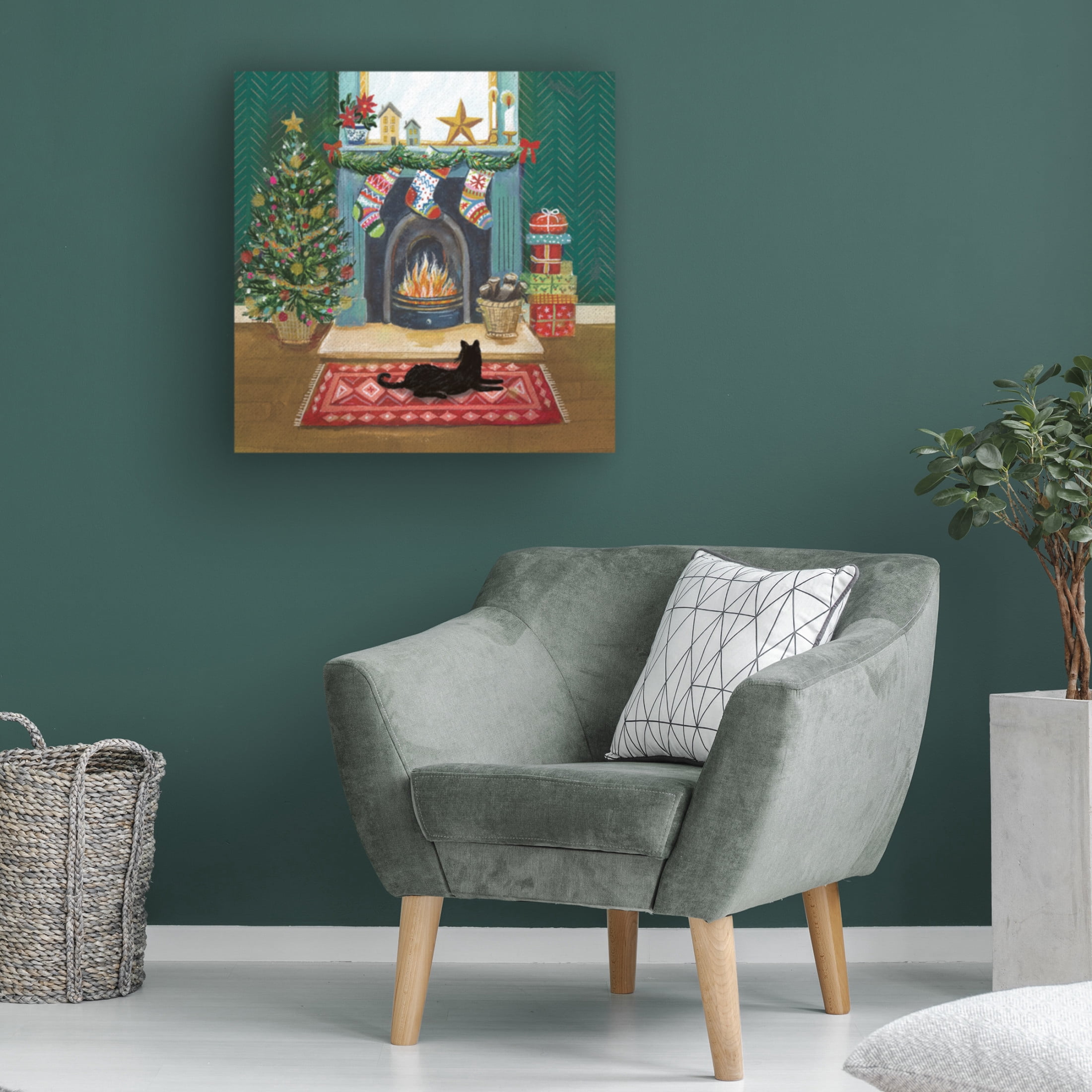 Canvas Wall Art - Paper Dove Co Ltd 'Fireside Scene' Wall Art for Living Room, Bedroom, or Office Décor by Trademark Fine Art - 18 x 18 Inches