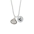 thumbnail image 2 of Delight Jewelry Keep Calm Little Sister is Here Silvertone Script Initial Disc - C - Charm Necklace, 20"+3", 2 of 4