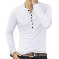 thumbnail image 2 of Defitshape Men's Long Sleeve Henley Shirt Soft Basic Fall Top T Shirt Crewneck Home White Medium, 2 of 3