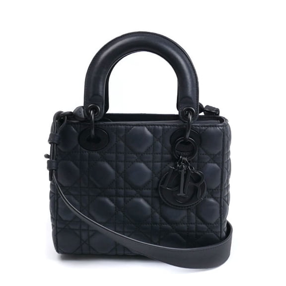 Pre-Owned Christian Dior Dior My Lady Matte Black 2-Way Shoulder Bag, Black,... (Good)