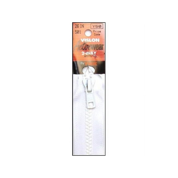 YKK Vislon 2 Way Separating Zipper 26" White