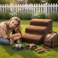 thumbnail image 4 of Pefilos 23" Dog Stairs for Small Pets with High-Density Sponge and Silicone Paw Prints, 3-Step Dog Ramp for Beds and Couch, Brown, 4 of 7