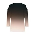 thumbnail image 4 of Mefallenssiah Hauts pour Femmes Tendance Manches 3/4 Mode Décontractée Épaules Dénudées Col en V Imprimé, 4 of 5