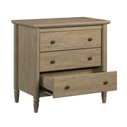 My Texas House Monroe 3 Drawer Nightstand with USB, Brushed Oak Finish
