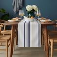 thumbnail image 2 of Beige Stripe Table Runner - 120 Inch Long, Kitchen Dining Table Runner Dresser Scarves, Modern Abstract Art Navy Blue Striped Rustic Farmhouse Decor for Coffee Tables Wedding Party Banquet, 2 of 8