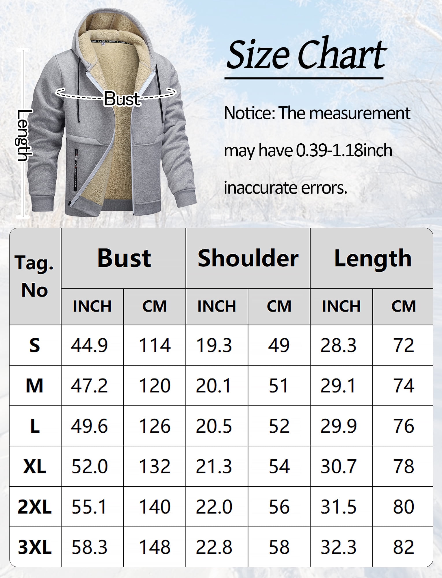 FEOYA Sherpa Lined Hoodies for Men Heavyweight Fleece Jackets Thermal Thick Coat Softshell Outwear Warm winter Sweatshirt with Pockets 2XL Gray