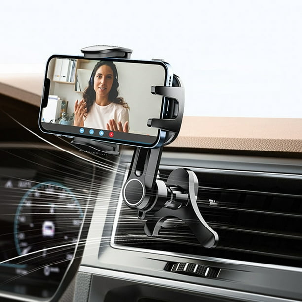 Soporte para teléfono con clip para salida de aire de coche, soporte para teléfono inteligente a prueba de golpes, Base redonda ajustable