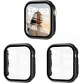 thumbnail image 1 of 3 Pack Case Compatible with Apple Watch Series 8/7 45mm with Tempered Glass Screen Protector, Hard PC Full Coverage Ultra-Thin HD Bumper Protective Cover for iWatch 45mm, Black/Black/Black, 1 of 5