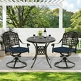 thumbnail image 7 of MEETWARM 3-Piece Outdoor Patio Dining Set, All-Weather Cast Aluminum Patio Conversation Set with 2 Cushions Swivel Rocker Chairs and 31" Round Table for Backyard Garden Deck, Umbrella Hole, Navy Blue, 7 of 7