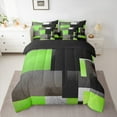 thumbnail image 2 of Feelyou Green Square Geometric Twin Bedding Sets 7-Piece, Vintage Artwork Abstract Bedding Comforter Set, Chic Rectangle Reversible Sheet Sets, Super Cozy Room Decor, 2 of 7