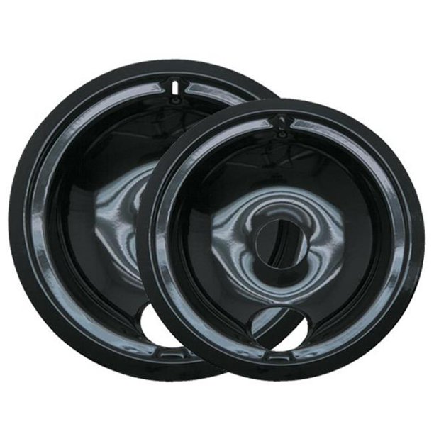 2 Pk 6 In and 8 in Black Porcelain Drip Pans