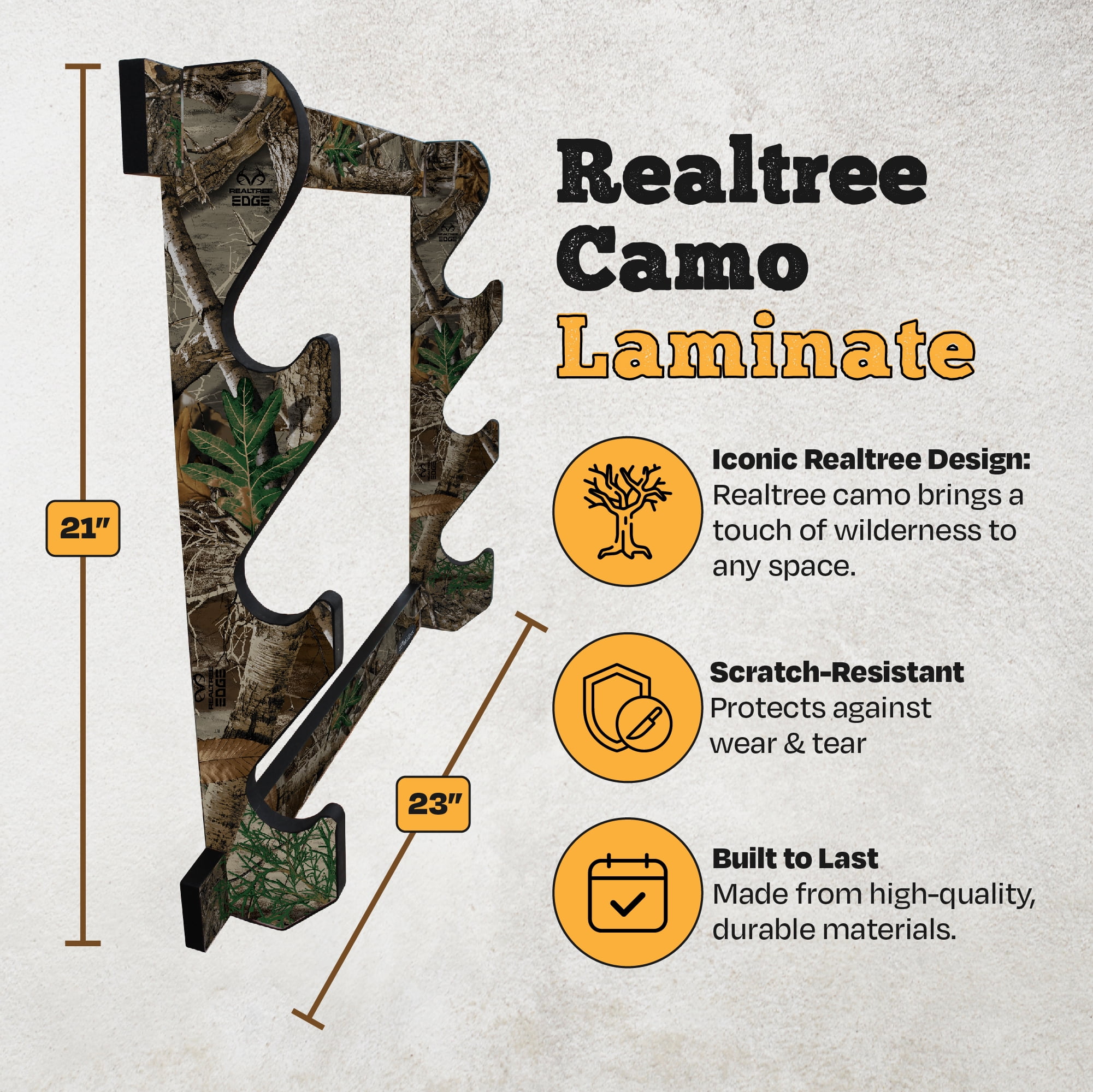 Rush Creek Creations Realtree 3 Gun Wall Storage Rack, Indoor Gun Wall Mount for Rifles or Shotguns, Safe Gun Storage, Great Gun Display Rack