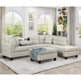 thumbnail image 1 of Aukfa 3 Piece Living Room Sectional Couch with Chaise, Storage Ottoman, Cup Holder, Light Gray, 1 of 10