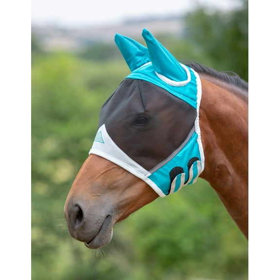 Shires Fine Mesh Fly Mask with Ears Teal XSmall Pony