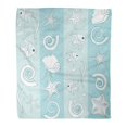 thumbnail image 1 of NUDECOR Flannel Throw Blanket Blue Aqua Striped Pattern Sea Silhouettes Raster Beach Soft for Bed Sofa and Couch 58x80 Inches, 1 of 1