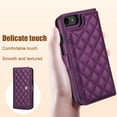thumbnail image 3 of Compatible with iPhone 7 / 8 / SE 2022 & 2020 Wallet Case Wrist Strap + Crossbody Strap, PU Leather Multifunctional Card Slots Stand Rugged Cell Phone Cover Women Girls, Darkpurple, 3 of 9