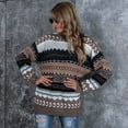 thumbnail image 3 of Vedolay Women's 2023 Sweaters Women's Oversized Deep V Neck Sweaters Long Sleeve Knitted Pullover Sweater,Brown M, 3 of 5