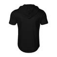 thumbnail image 5 of Men's Summer Short Sleeve Hooded Sweatshirt with Zipper Pocket, Oversized Casual Pullover for Sports, Warm Weather,Black,L, 5 of 6