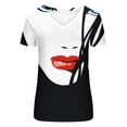 thumbnail image 2 of Women's Figure Graphic Print T-Shirt,Short Sleeve Trendy Blouse 2023 V Neck Casual Tunic Tops Loose Comfy Summer T-shirt, 2 of 5