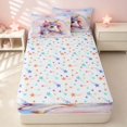 thumbnail image 4 of Erosebridal Cute Unicorn Zipper Twin Comforter Sets with Fitted Sheet and 2 Pillowcases for Girls, Watercolor Hearts Rainbow Zipper Bedding Set, Colorful Stars Reversible, 4 of 7