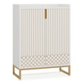 thumbnail image 4 of Spaco Shoe Rack, Minimalist White Shoe Cabinet with Gold Strip - Elegant Storage for Any Room, White, 4 of 8