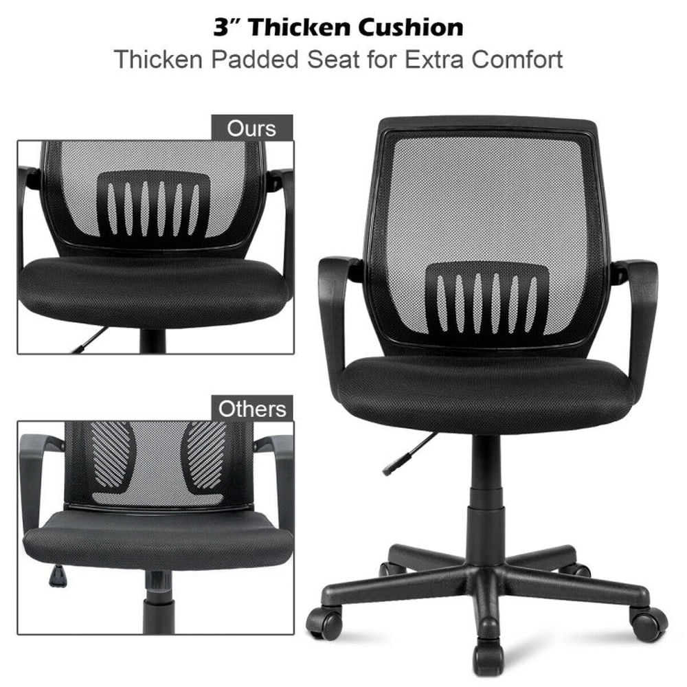 Demi Bonn Rolling Swivel Mesh Office Chair with Lumbar Support Adjustable for Home, Bedroom, Study, Black