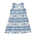 thumbnail image 3 of Girls Dress White and Blue Aztec Sleeveless Dress for Girls Hem A-Line Casual Sundress, 3 of 7