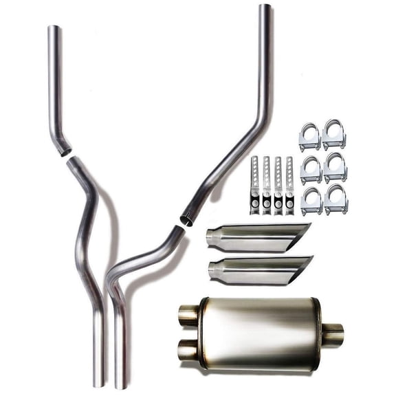 Dual Pipes Conversion Exhaust Kit Fit Gmc Chevy Sierra Silverado Trucks 07 - 13