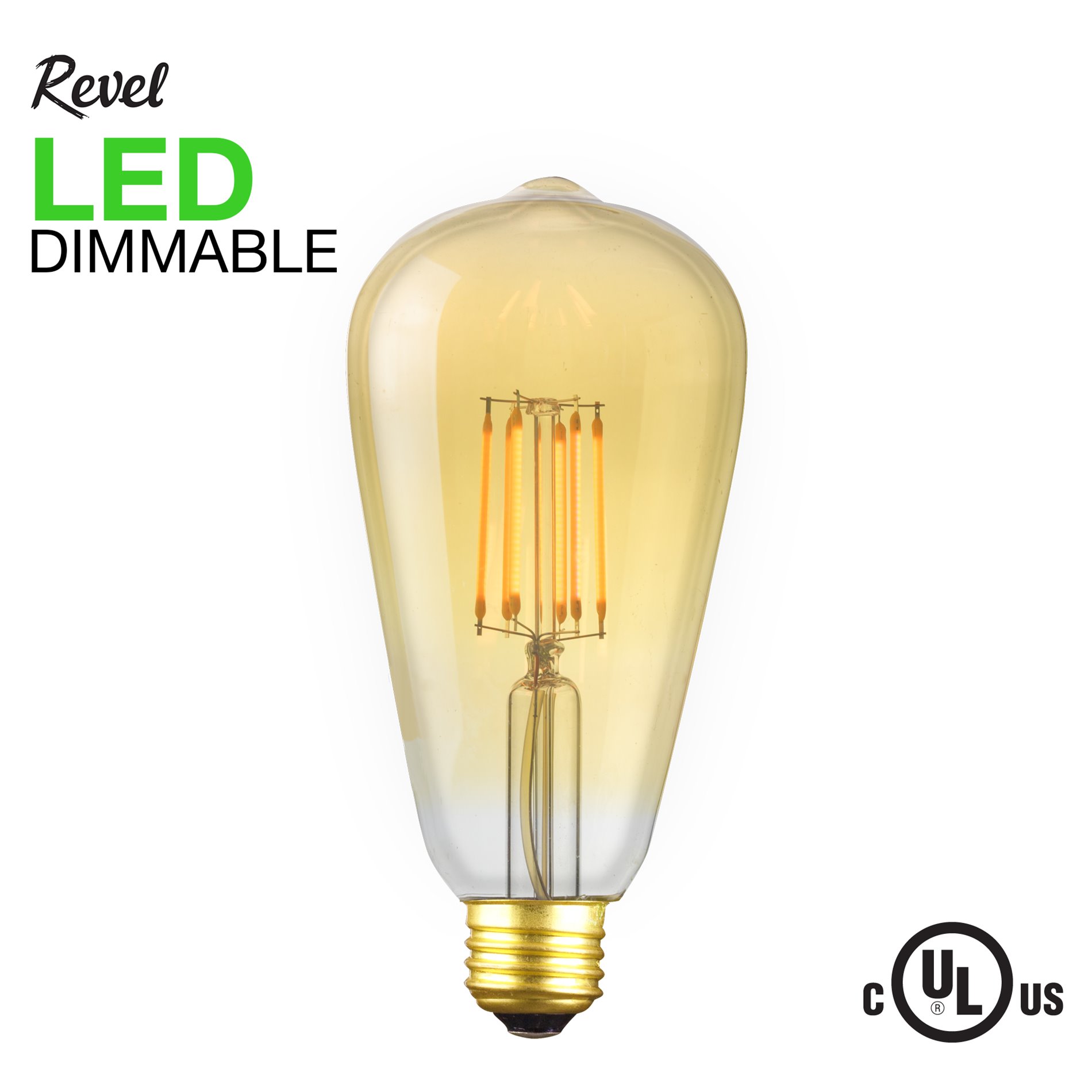 Revel LED 6.5W Dimmable Filament Edison Light Bulb (50W replacement