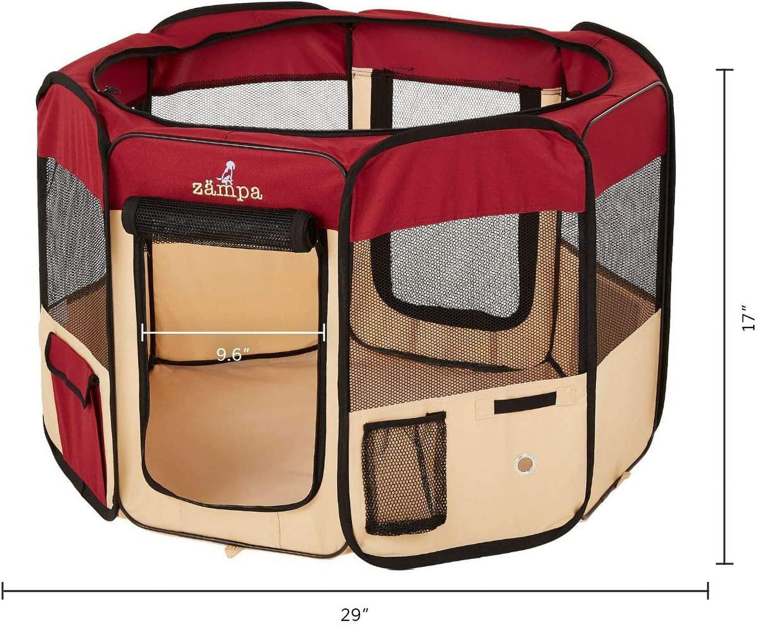 Zampa Portable Foldable Pet Playpen with Carrying Case For Large Dogs and Small Puppies, Water resistant