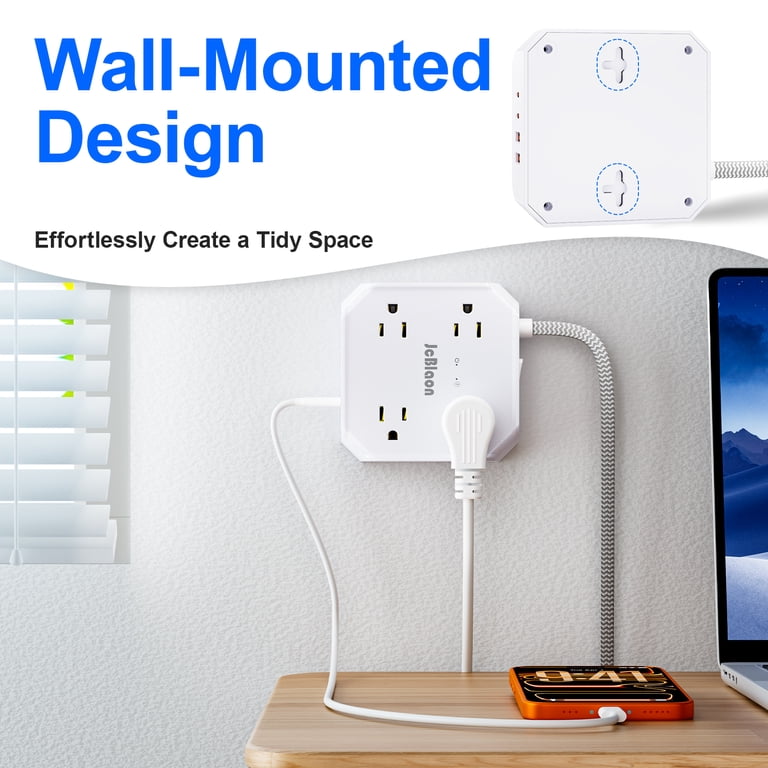 12-in-1 Power Strip with 8 Outlets, 4 USB Ports, 5ft Cord, White photo 8