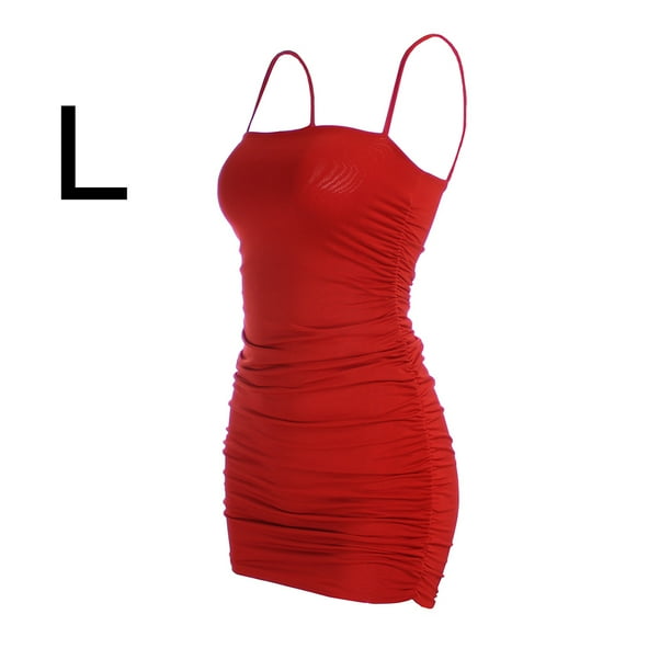 Vestido de verano sin mangas con cuello barco para mujer, vestido ajustado para club nocturno, rojo, L Eigraketly AP1098-11B