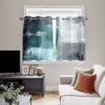 thumbnail image 5 of Teal Gray Kitchen Curtains Short 45 Inch Length, Modern Oil Painted Art Abstract Geometric Grommet Top Bedroom Living Room Curtains, Light Filtering Cafe Curtain Drapes 2 Panels Set 84''x45'', 5 of 9
