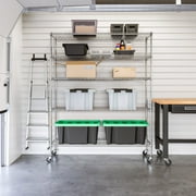 Seville Classics UltraDurable Commercial-Grade 5-Tier NSF-Certified Steel Wire Shelving with Wheels, 60 x 18, Silver