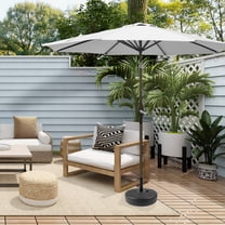 GARDEN 9 Ft Patio Umbrellas w/ Black Round Base Included for Outdoor Shade, White