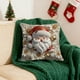 thumbnail image 4 of Funda de cojín navideña de lino | Funda de cojín para sofá de 45 x 45 cm | Estampado 3D de Papá Noel, reno, muñeco de nieve y árbol | Decoración en rojo, blanco y dorado, 4 of 5