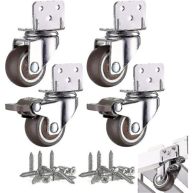 4 ruedas para muebles pequeños Rueda giratoria de 32 mm con placa Ke y montaje en L para mesa de centro de gabinete